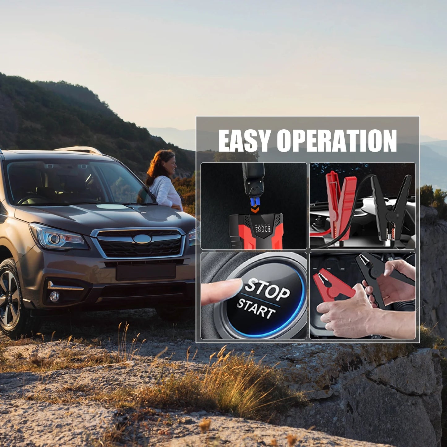 Car Jump Starter, 4000A Peak 30000Mah 150PSI Tire Inflator Digital Display LED Light