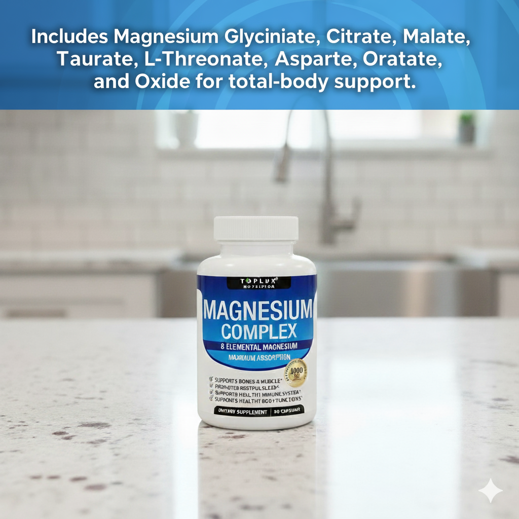 Premium Magnesium Complex Supplement - 1000mg of 8 Essential Magnesium Forms, 90 Capsules for Optimal Health