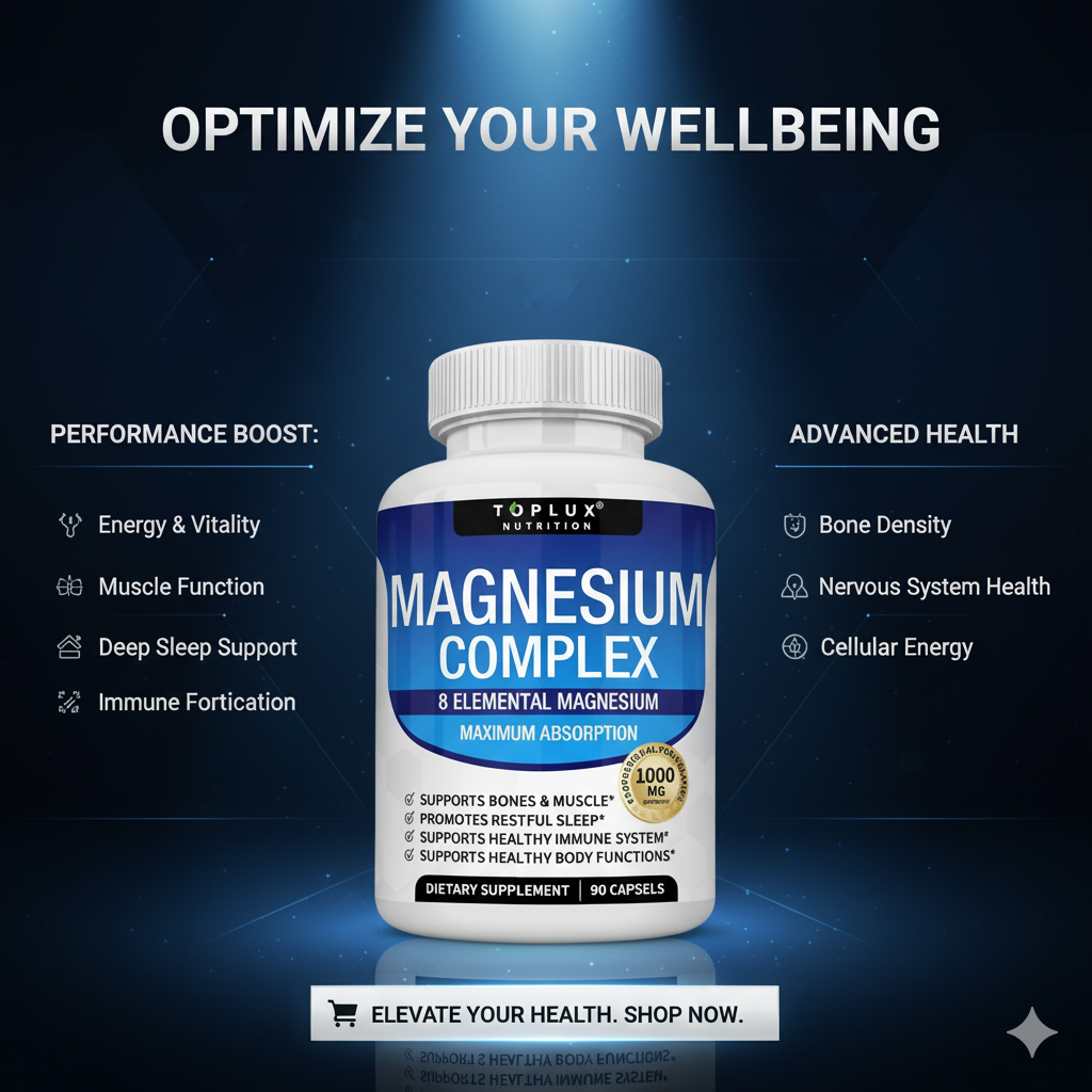 Premium Magnesium Complex Supplement - 1000mg of 8 Essential Magnesium Forms, 90 Capsules for Optimal Health