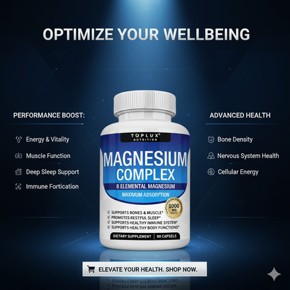 Premium Magnesium Complex Supplement - 1000mg of 8 Essential Magnesium Forms, 90 Capsules for Optimal Health